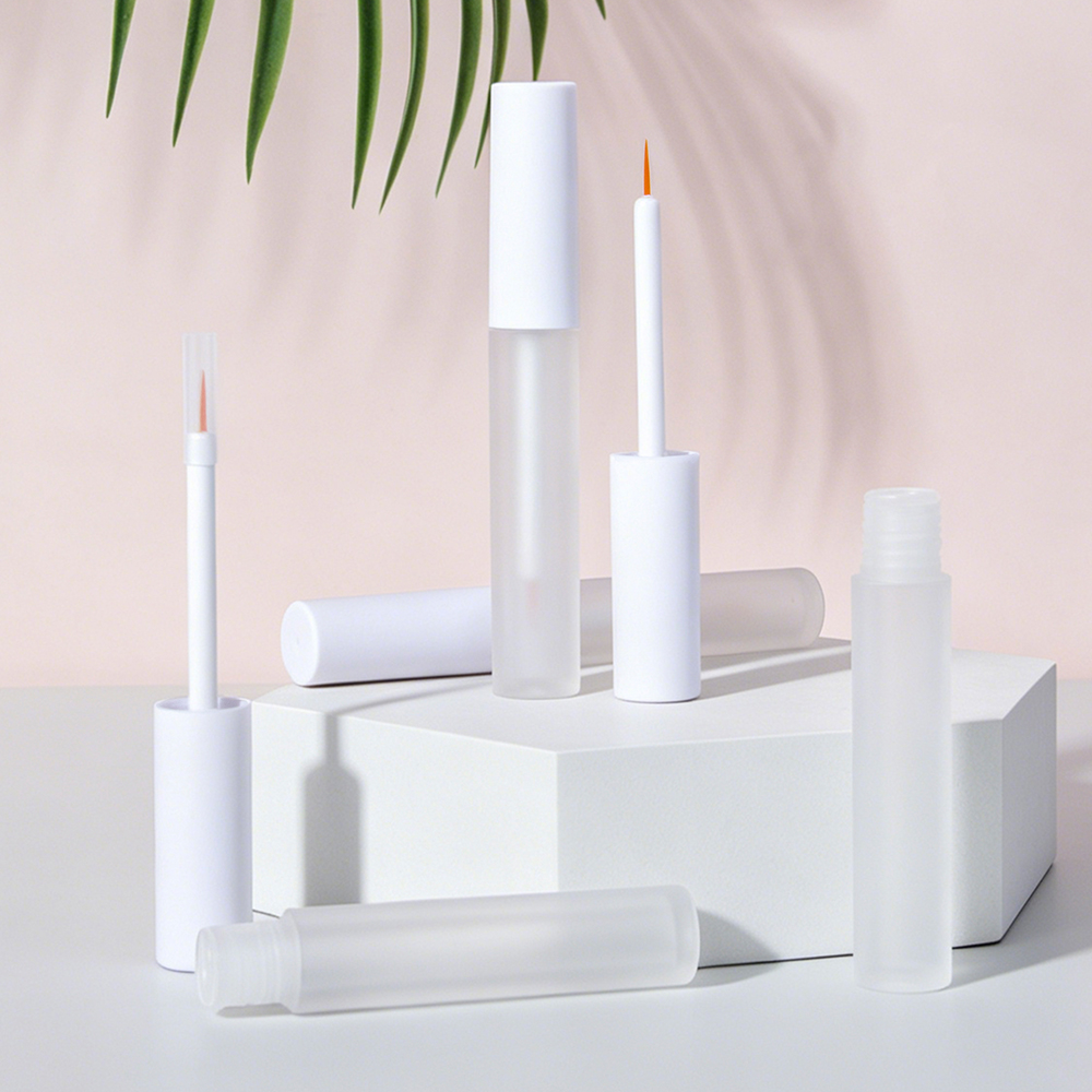 2ml Injection Molded Empty Tube for Lash Adhesive & Eyelash Growth Serum, frosted transparent empty cosmetic tube with applicator wand display