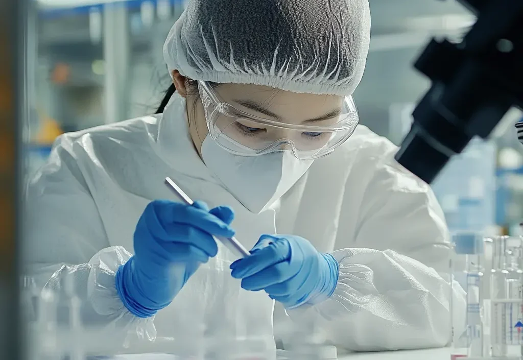 Just Lady R&D team conducting quality control tests for cosmetic packaging