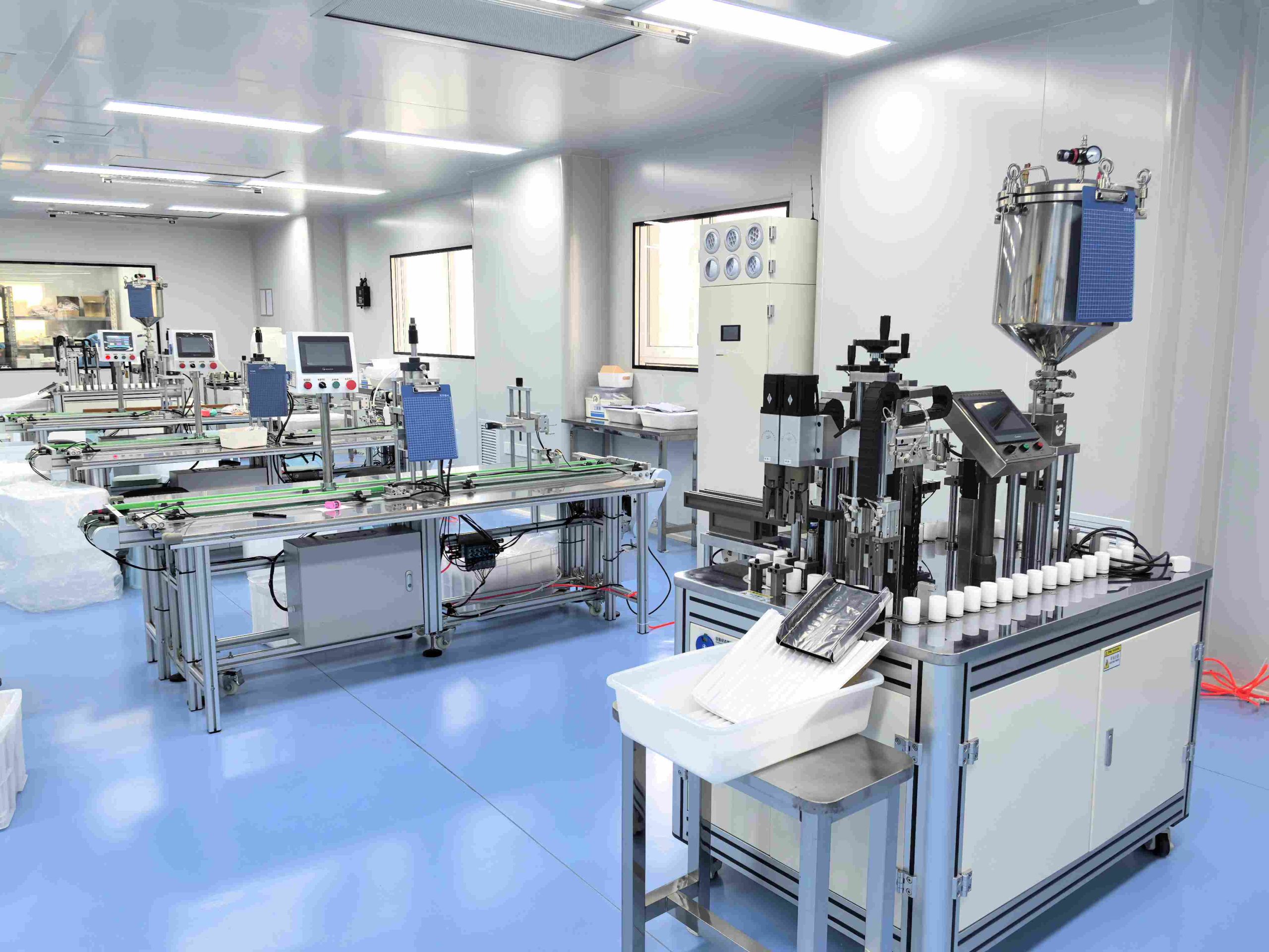 Just Lady cleanroom assembly line for empty cosmetic packaging bottles