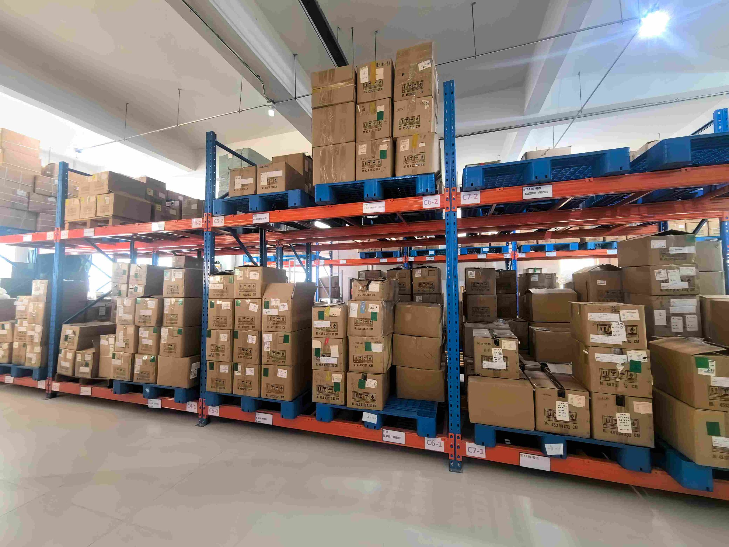 Just Lady warehouse storage for ready-to-ship empty cosmetic packaging bottles