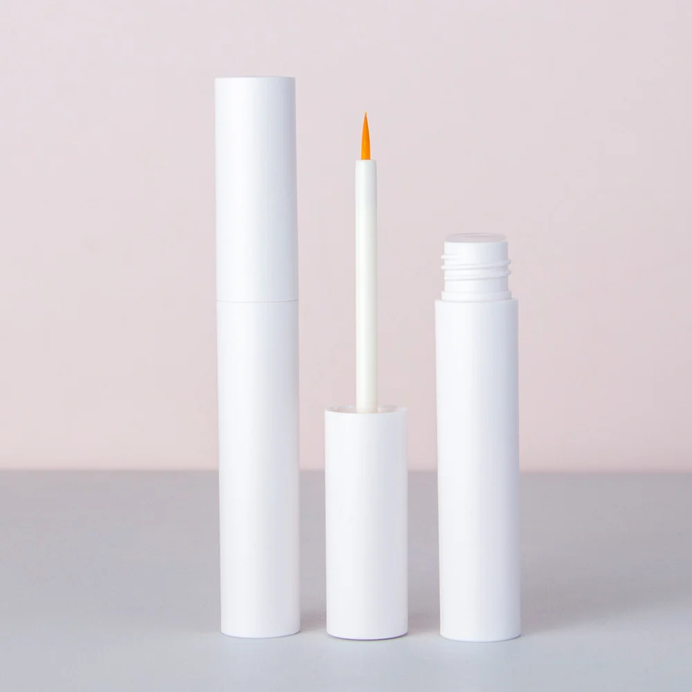 White empty liquid eyeliner cosmetic tube with fine pointed brush applicator, private label makeup packaging